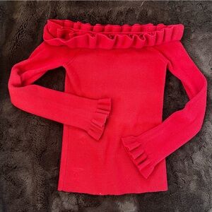 White House Black Market Red Off-the-Shoulder Sweater